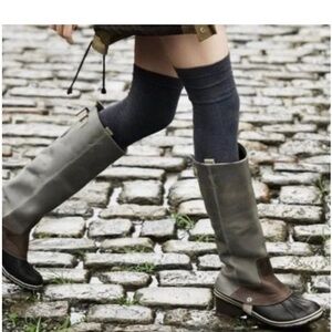 SOREL SLIMPACK TALL BOOTS Size 8 Equestrian Riding Leather Shale Gray Rain Snow